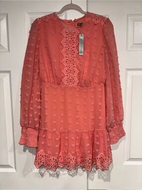 Love By Design Coral Swiss Dot Lace-Trim Girls' Dress